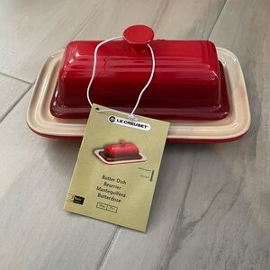 Le Creuset Red and Cream Butter Dish